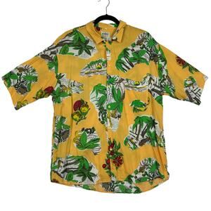 Monument Shirt Pyjama Yellow Printed Shirt Size Large